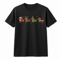 Wiener Dog Santa Hat Tee, Christmas Dachshund Shirt, Reindeer Antler Dachshund T-Shirt, Holiday Dachshund Graphic Tee, Xmas Dog Lover Present