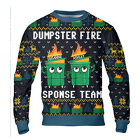 Humorous Office Holiday Work Sweatshirt, Dumpster Fire Response Team Ugly Christmas Sweater, Sarcastic Coworker Xmas Crewneck Pullover