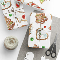 Watercolor Cookie Wrapping Paper, Christmas Gingerbread Wrapping Paper, Holiday Baker Gift Wrapping Paper, Adorable Xmas Present Wrap Roll