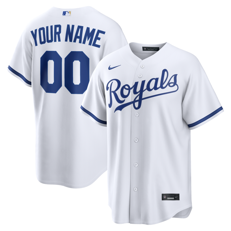 Kansas City Royals White Home Replica Custom Jersey
