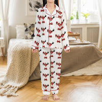 Holiday Satin Pajama Set, Santa Martini Christmas Pajamas, Festive Cocktail Silk Sleepwear, Comfy Winter PJs, Women Christmas Lounge Present