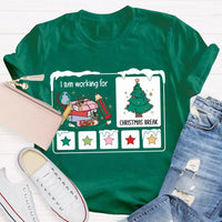 Stars and Christmas Tree Graphic Tee, Working for Christmas Break Shirt, Humorous Teacher Holiday T-Shirt, Christmas Break Present Shirt