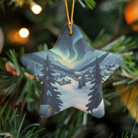 Winter Aurora Keepsake, Northern Lights Village Star Ornament, Ceramic Christmas Star Ornament, Holiday Star Ornament, Winter Xmas Present