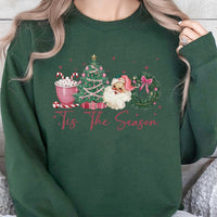 Retro Pink Christmas Sweatshirt, Tis the Season Sweatshirt, Adorable Holiday Crewneck Sweatshirt, Vintage Tis the Season Pullover, Xmas Present