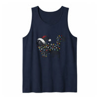 Black Cat Christmas Lights Tank, Christmas Cat Tank Top, Santa Hat Cat Sleeveless Tee, Humorous Holiday Cat Tank, Cat Lover Xmas Present