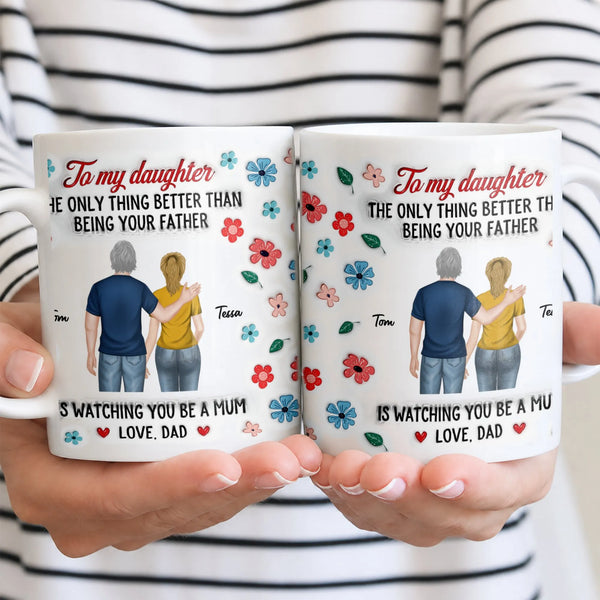 Father and Daughter Love Dad Coffee Mug, Personalized Daughter Ceramic Mug, Touching Birthday Cup, Christmas Present for Daug