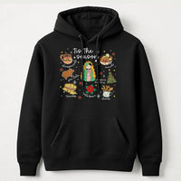 Virgencita Food Holiday Hoodie, Tis the Season Mexican Christmas Hoodie, Latinx Festive Hooded Sweatshirt, Mexican Food Graphic Hoodie