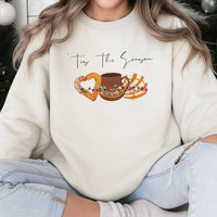 Concha and Churro Foodie Sweatshirt, Tis the Season Mexican Christmas Sweatshirt, Adorable Latina Xmas Crewneck, Holiday Food Sweatshirt