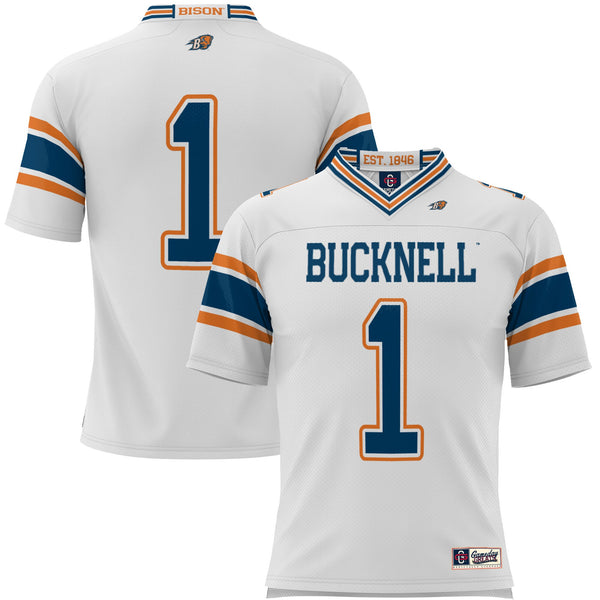 #1 Bucknell Bison Endzone Football Jersey - White