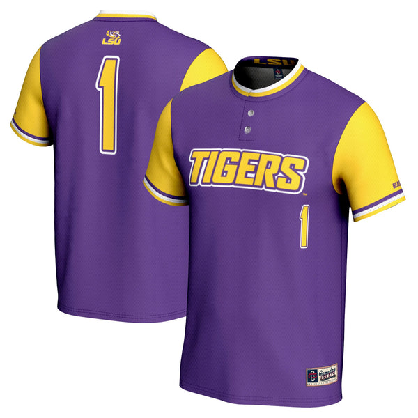 #1 LSU Tigers Lightweight Softball Jersey - Purple