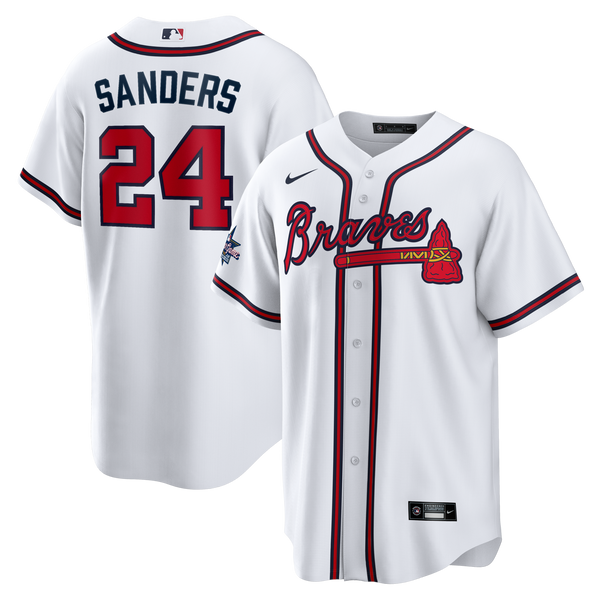 Atlanta Braves Deion Sanders White Home Retired Player Replica Jersey