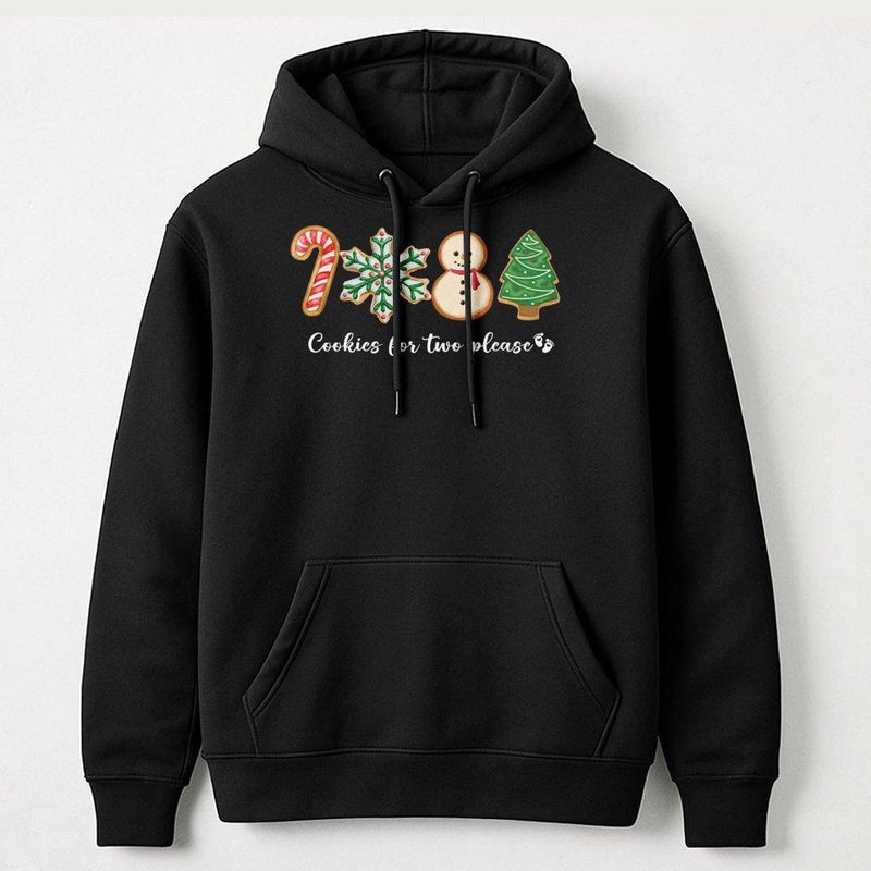 Gingerbread Christmas Pregnancy Announcement Hoodie, Cookies for Two Please Hoodie, Adorable Holiday Expecting Mom Hoodie, Winter Maternity Present