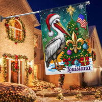 Santa Hat Fleur-de-Lis Yard Flag, Louisiana Pelican Christmas Garden Flag, Double Sided Holiday Garden Flag, Southern Xmas Lawn Decor
