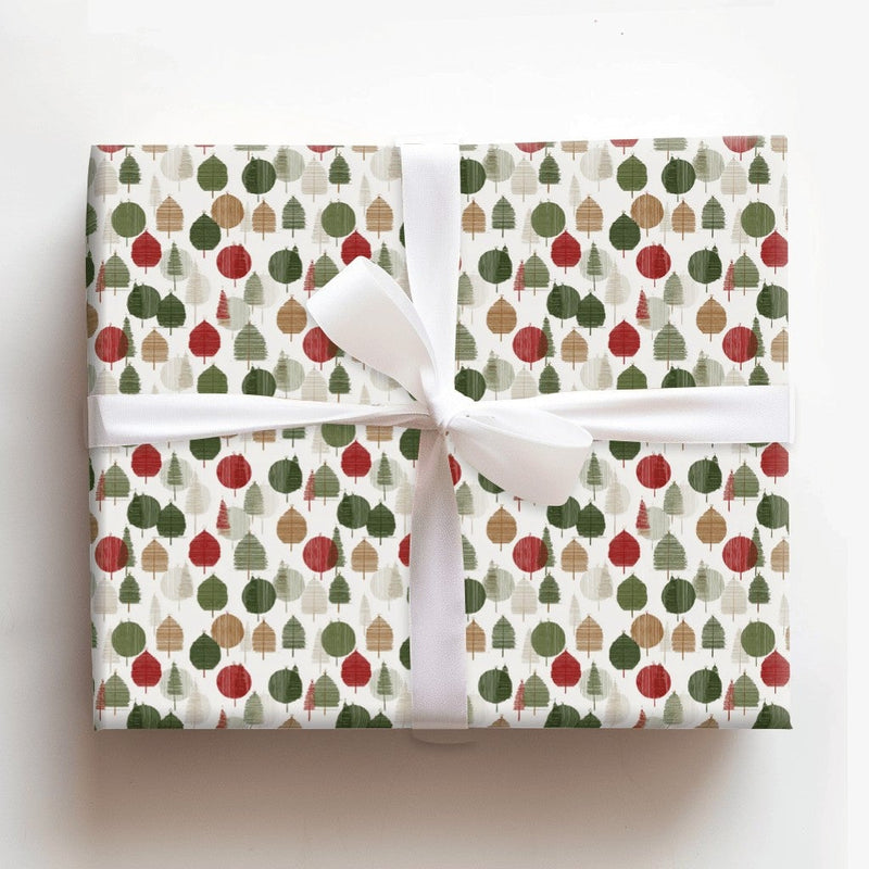 Modern Minimalist Tree Gift Wrap, Scandi Tree Christmas Wrapping Paper, Nordic Holiday Present Paper, Festive Xmas Wrapping Paper Roll
