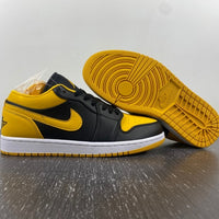 Low Top Sneakers, Black Yellow Colorway, Lace Up Design, Casual Gift for Sneaker Fans