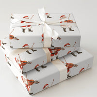 Musical Christmas Gift Wrap, Santa Playing Violin Wrapping Paper, Watercolor Santa Present Paper, Musician Holiday Gift Wrap