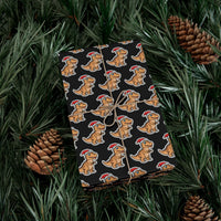 Adorable Dinosaur Santa Hat Gift Wrap, T-Rex Christmas Wrapping Paper, Kids Dino Christmas Wrapping Paper Roll, Holiday Dinosaur Wrapping Paper