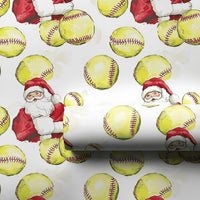 Sports Softball Christmas Gift Wrap, Softball Santa Wrapping Paper, Yellow Softball Holiday Wrapping Paper, Softball Player Xmas Gift Wrap