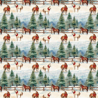 Equestrian Winter Scene Gift Wrap, Watercolor Horse Christmas Wrapping Paper, Holiday Horse Lover Gift Wrapping Paper, Festive Present Wrap