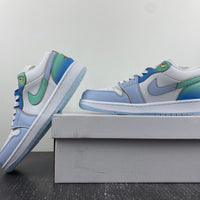 Low Top Sneakers, Blue White Colorway, Gradient Colorway, Lace Up Design, Casual Gift for Sneaker Fans