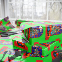 Holiday Window View Gift Wrap Roll, Christmas Tree Wrapping Paper, Winter Scene Present Paper, Festive Xmas Gift Wrapping Paper Roll