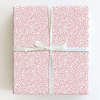Minimalist Polka Dot Gift Wrap, Red Confetti Wrapping Paper, Scattered Dot Birthday Wrapping Paper, All Occasion Christmas Gift Wrap Roll