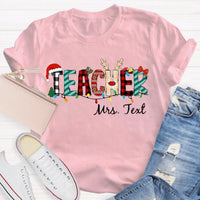 Custom Name Holiday Educator Shirt, Personalized Christmas Teacher T-Shirt, Festive Winter Graphic Tee, Christmas Teacher Present