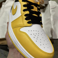 Low Top Sneakers, Black Yellow Colorway, Lace Up Design, Casual Gift for Sneaker Fans