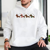 Festive Wiener Dog Hoodie, Christmas Dachshund Hoodie, Adorable Dachshund Christmas Sweatshirt, Dog Lover Holiday Pullover, Xmas Dog Mom Present