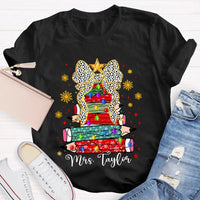 Custom Name Pencil Snowflake Tee, Personalized Teacher Christmas Tree Shirt, Holiday Teacher T-Shirt, Christmas Teacher Present