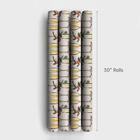Holly and Pine Holiday Gift Wrap, Champagne Flute Wrapping Paper, New Years Eve Party Wrapping Paper, Christmas Celebration Gift Wrap