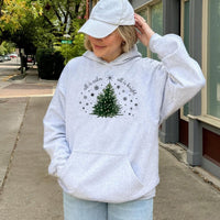 Minimalist Tree Holiday Sweatshirt, All Is Calm All Is Bright Christmas Hoodie, Comfy Winter Graphic Hooded Sweater, Xmas Present for Her