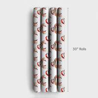 Coastal Holiday Wrapping Paper, Santa Hat Crab Christmas Wrapping Paper, Beach Xmas Gift Wrap, Nautical Ocean Lover Holiday Wrapping Paper