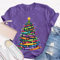 Holiday Graphic Tee, Christmas Tree Colored Pens T-Shirt, Art Teacher Christmas Shirt, Colorful Pen Xmas Tree Tee, Festive Artist Shirt