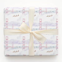 Golden Gate Bridge Gift Wrap, San Francisco Christmas Wrapping Paper, Watercolor Reindeer Wrapping Paper, California Holiday Gift Wrap
