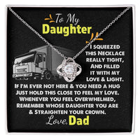 Trucker Dad Present Necklace, Love Knot Necklace for Daughter, 14k White Gold Stainless Steel Pendant, Daughter Christmas Birthday Jewelry