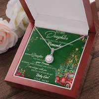 Cubic Zirconia Pendant Necklace, To My Daughter Necklace from Mom, White Gold Stainless Steel, Christmas Birthday Daughter Jewelry
