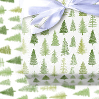 Rustic Woodland Holiday Gift Wrap, Watercolor Pine Tree Wrapping Paper, Winter Evergreen Wrapping Paper, Forest Christmas Tree Present Wrap