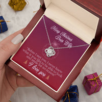 18k Gold Stainless Steel Love Knot Pendant, Christmas Love Knot Necklace for Wife, Message Card Holiday Necklace, Romantic Present for Her