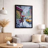 Snowy New York City Canvas Print, NYC Christmas Canvas Wall Art, Winter NYC Street Canvas Decor, Festive Cityscape Wall Art, Holiday Present