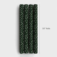 White Snowflakes Christmas Gift Wrap, Dark Green Snowflake Wrapping Paper, Winter Holiday Wrapping Paper, Festive Season Gift Wrapping Paper