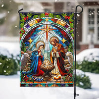 Stained Glass Holy Family Yard Flag, Nativity Scene Garden Flag, Double-Sided Christian Christmas Lawn Flag