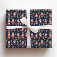 Navy Blue Nutcracker Gift Wrap, Nutcracker Christmas Wrapping Paper, Holiday Soldier Wrapping Paper, Festive Winter Holiday Wrapping Paper
