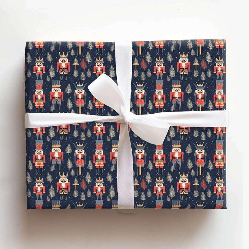 Navy Blue Nutcracker Gift Wrap, Nutcracker Christmas Wrapping Paper, Holiday Soldier Wrapping Paper, Festive Winter Holiday Wrapping Paper