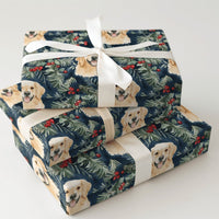 Watercolor Dog Holiday Gift Wrap, Golden Retriever Christmas Wrapping Paper, Dog Lover Xmas Wrapping Paper, Festive Pet Gift Wrapping Paper