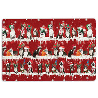 Snowflake Holiday Dog Welcome Mat, Boston Terrier Christmas Doormat, Winter Porch Door Mat, Boston Terrier Entry Rug, Xmas Present