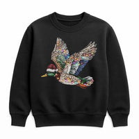 Santa Hat Duck Graphic Sweatshirt, Mallard Duck Christmas Sweatshirt, Rhinestone Duck Holiday Sweater, Festive Xmas Pullover Sweatshirt