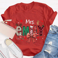 Custom Name Letter Holiday Shirt, Personalized Christmas T-Shirt, Matching Family Xmas Tee, Merry Christmas Present for Family