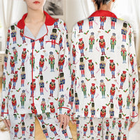 Christmas Nutcracker Pajama Set, Festive Nutcracker Satin Pajamas, Holiday Winter Loungewear Set, Silky Pajama Sleepwear, Xmas Present for Her