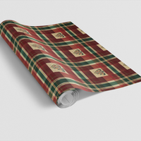 Vintage Tartan Gift Wrap, Christmas Tree Wrapping Paper, Holiday Plaid Tree Wrapping Paper, Winter Forest Gift Wrap